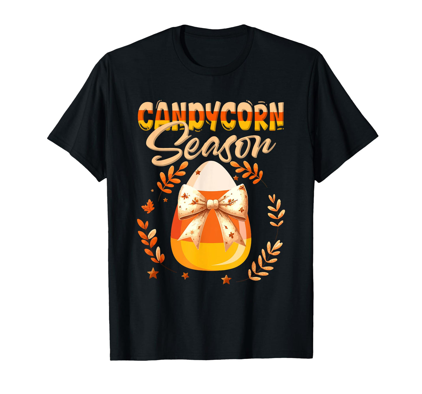 Candy Corn Season Halloween Candy Corn Bow Tie Floral Lover T-Shirt
