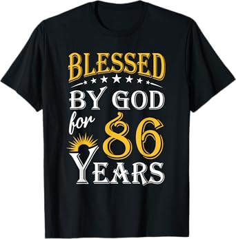 Vintage Blessed by God for 86 years Happy 86th Birthday T-Shirt