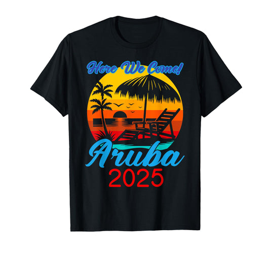 Retro ARUBA Trip 2025 Here We Come Beach Summer Vacation T-Shirt