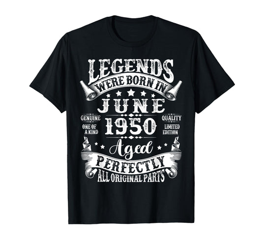 Legends Were Born in June 1950 Vintage 75th Birthday Men Dad T-Shirt