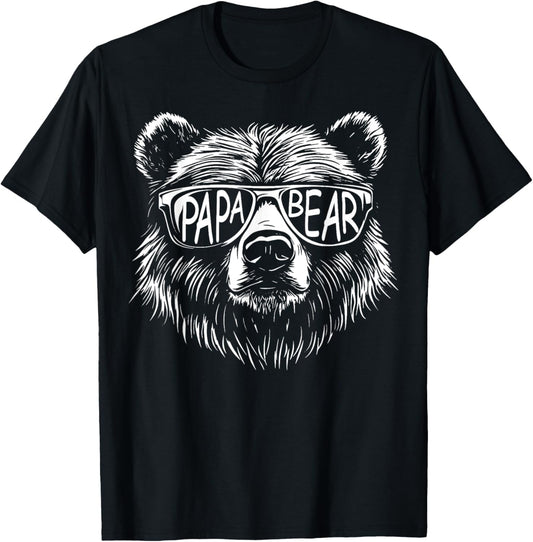 Mens Papa Bear Face Sunglasses Papa Bear Lover Father's Day T-Shirt