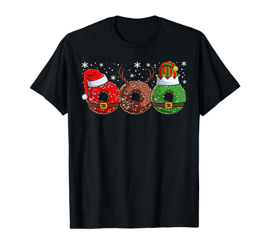 Santa Reindeer Elf Donut Doughnut Christmas Womens Mens Kids T-Shirt