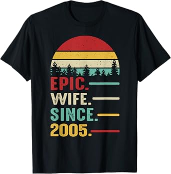 20th Wedding Anniversary for Her Epic Wife Since 2005 T-Shirt