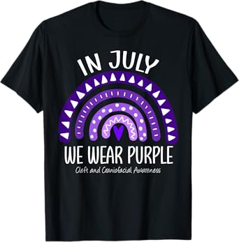 Rainbow July We Wear Purple Cleft and Craniofacial Awareness T-Shirt