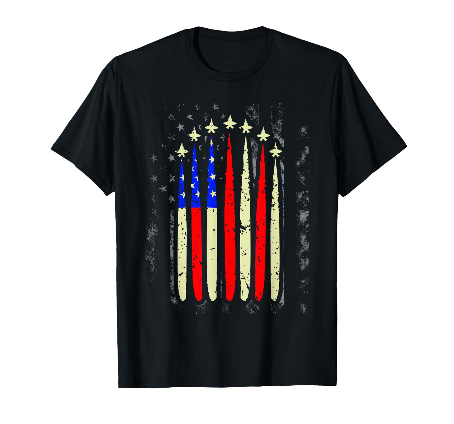 4th of July Jet Fighter American Flag Patriotic Hero Flying Women Kids Men T-Shirt