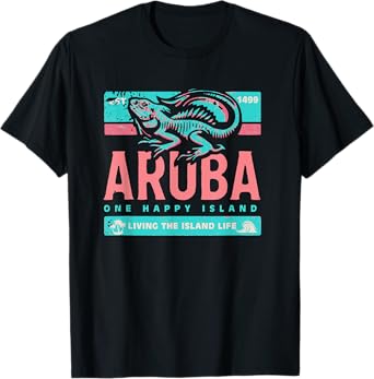 One Happy Island Aruba Shirt Iguana Chill Style Vintage T-Shirt