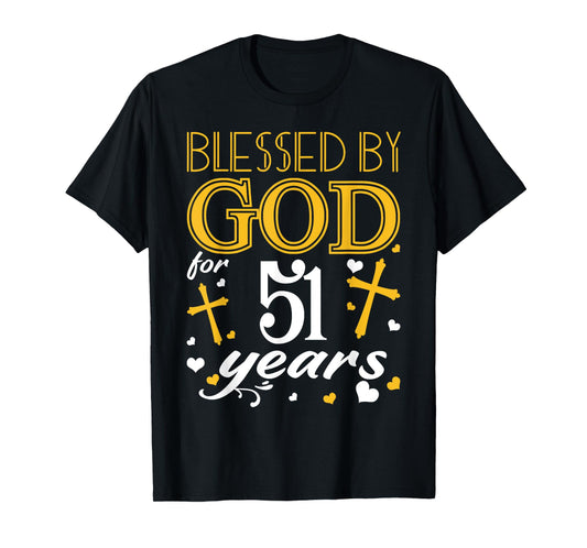 Vintage Blessed By God For 51 Years Happy 51st Birthday T-Shirt