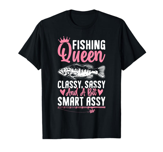Funny Fishing Queen Design For Women Ladies Fishing Lovers T-Shirt