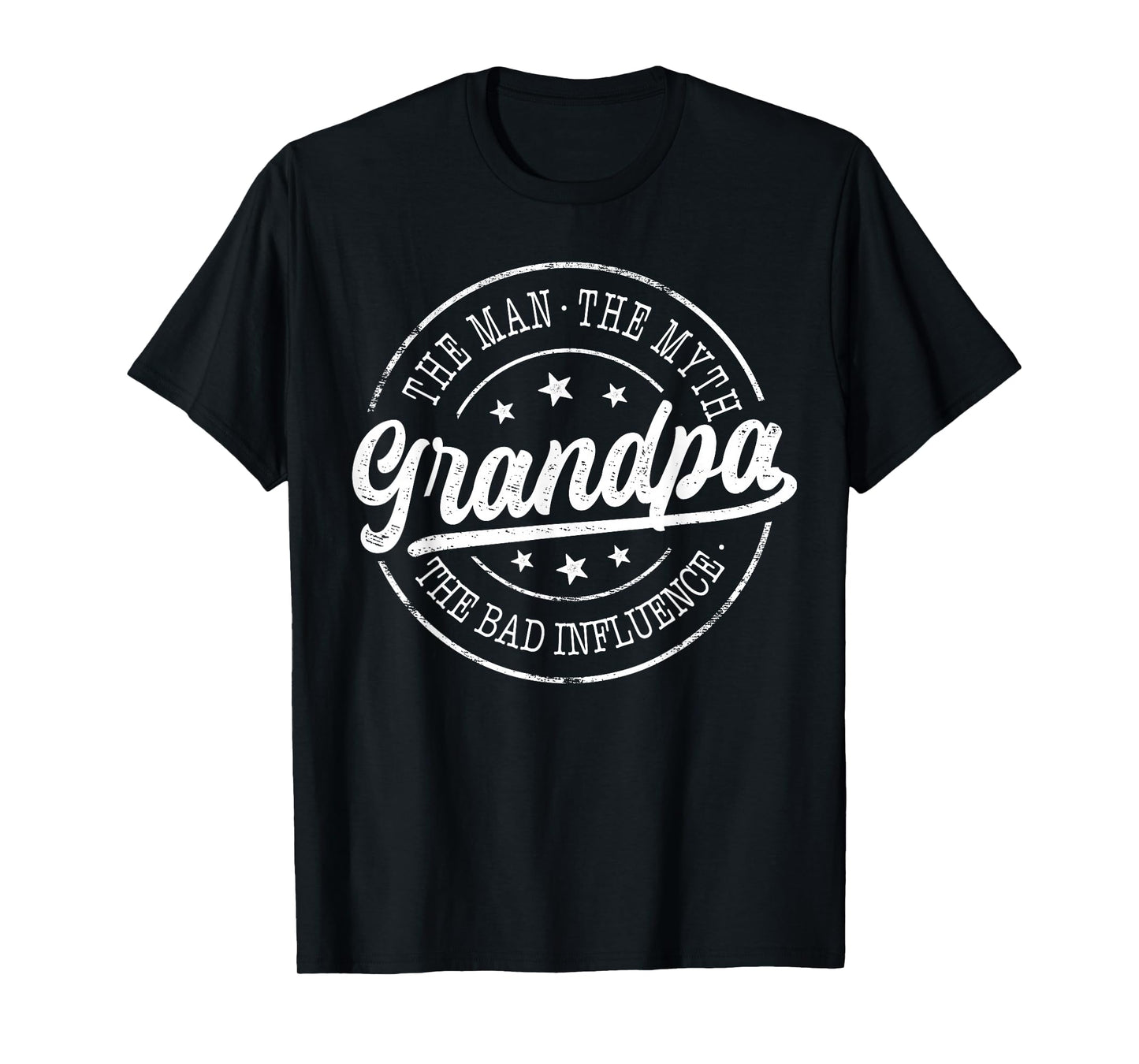 Grandpa The Man The Myth The Bad Influence Emblem Design T-Shirt
