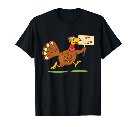 Turkey Eat Pizza Men Kids Vegan Funny Thanksgiving Family T-Shirt