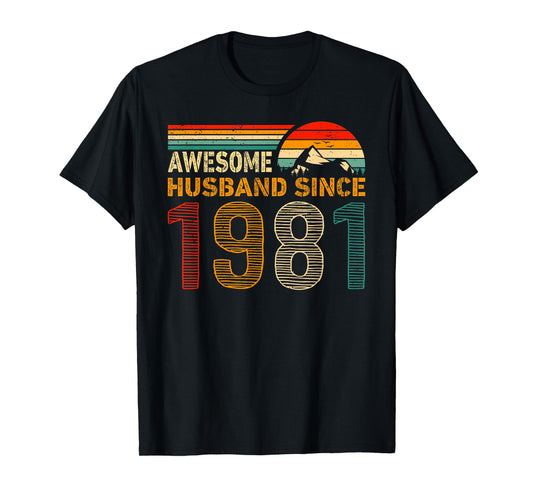 Awesome Husband Since 1981 Couples 1981 Wedding Anniversary T-Shirt
