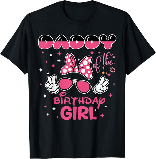 Dad And Mom Daddy Of The Birthday Girl Cute Pink Bow Family T-Shirt