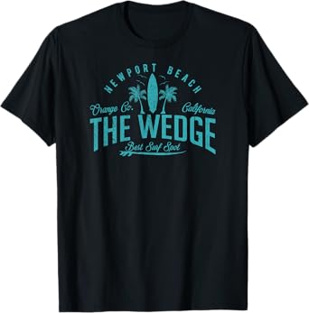 Vintage The Wedge Best Surf Spot Newport Beach Badge T-Shirt
