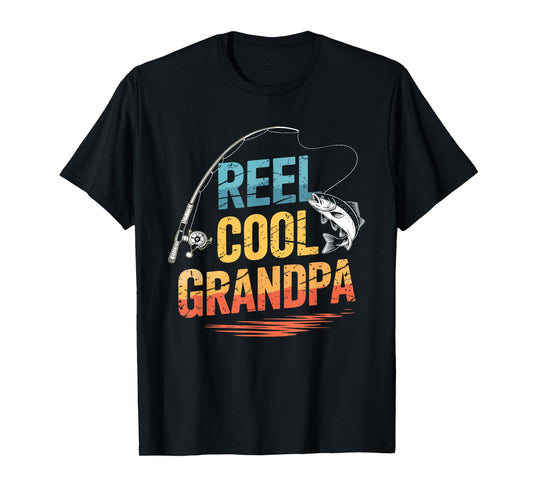 Reel Cool Grandpa Shirt Men Fishing Fathers Day T-Shirt