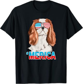 Merica Cavalier King Charles Spaniel USA 4th Of July Tshirt T-Shirt