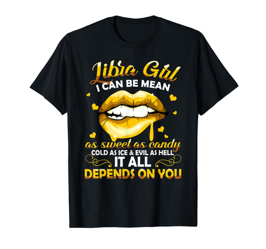 Libra Girl Zodiac Horoscope Birthday Sweet As Candy Lips T-Shirt