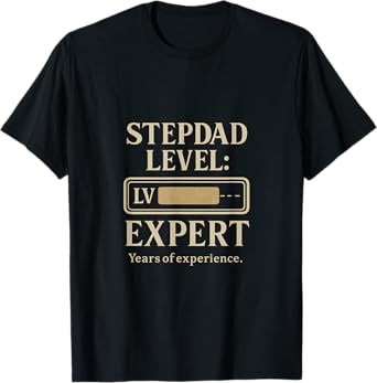 Stepdad Level: EXPERT Vintage Gold Gaming Icon T-Shirt