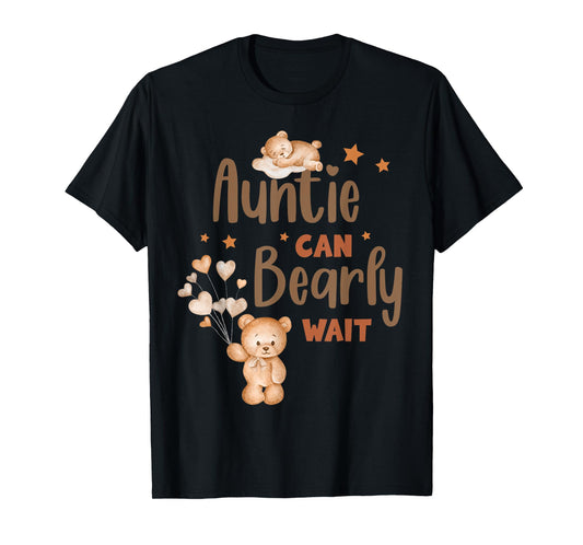 Auntie Can Bearly Wait Funny Gender Reveal 2025 Pregnant T-Shirt