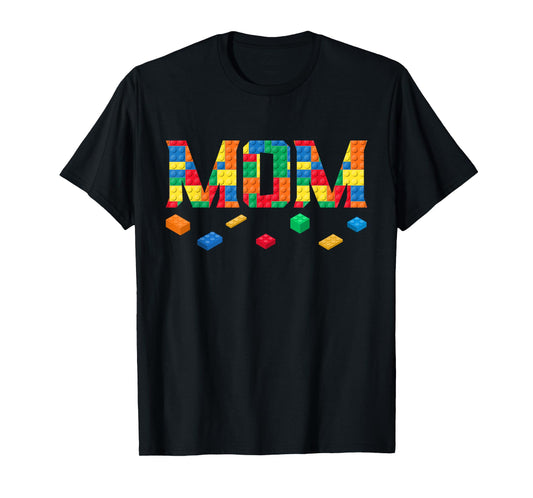 Master Builder Mom Birthday Boy Building Bricks Blocks Party T-Shirt