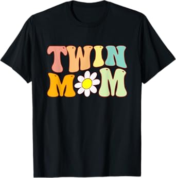 Groovy Twin Mama Funny Mother's Day For New Mom Of Twins T-Shirt