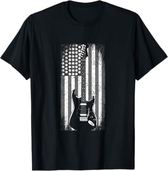 Guitar Shirt for Men - American Flag Vintage Rock and Roll T-Shirt