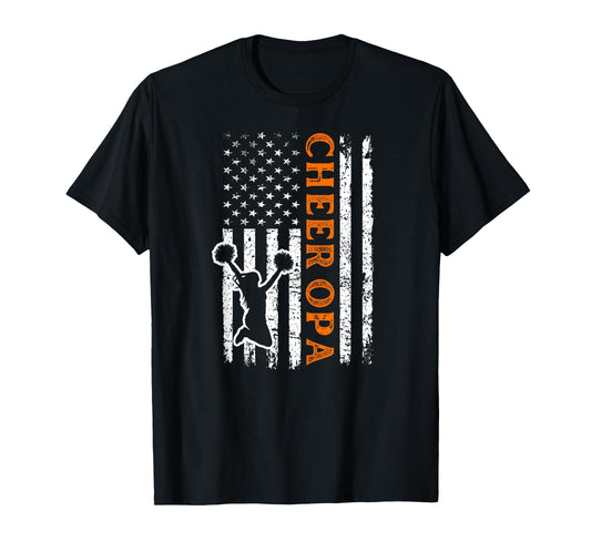 Cheer Opa Flag Orange Grandpa Cheerleading T-Shirt