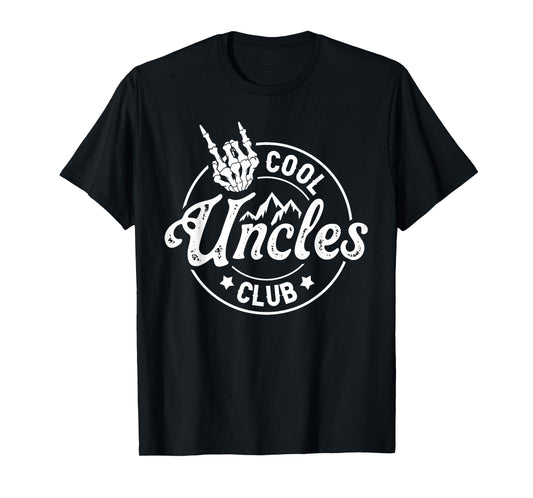 Mens Funny Uncle Fathers Day Cool Uncles Club Skeleton Hand T-Shirt
