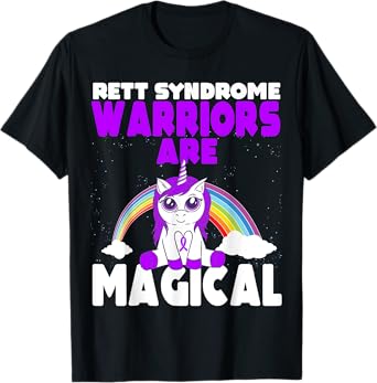 Rett Syndrome Awareness Purple Ribbon Cute Magical Unicorn T-Shirt