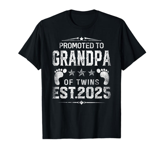 Promoted to Grandpa of twins 2025 New Grandpa Father's day T-Shirt