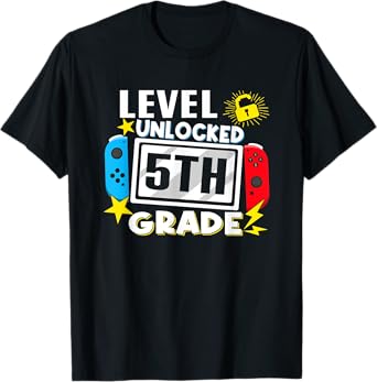 First Day Of 5th Grade Level Unlocked Game Back To School T-Shirt
