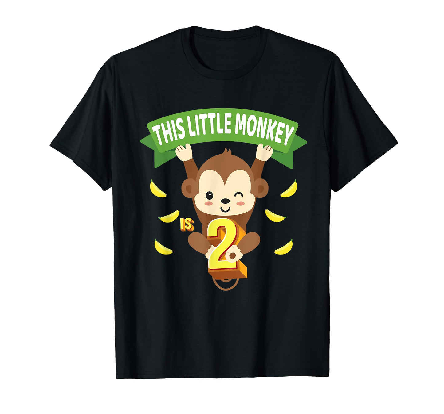 This Little Monkey Is 2 Years Old Kid 2nd Birthday Monkeys T-Shirt