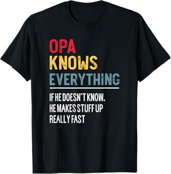 Funny Opa Knows Everything Father's Day for Grandpa T-Shirt
