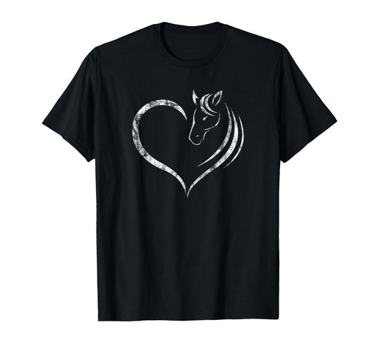 Cute Horse Lover Outfit Gift for Girls Women Horse and Heart T-Shirt