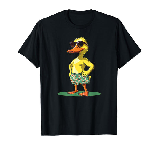 Cool Duck in Shorts and Sunglasses for Summer Fans Men Women Kids T-Shirt