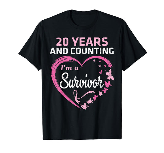 20 Years And Counting I'm A Breast Cancer Survivor Fight Win T-Shirt