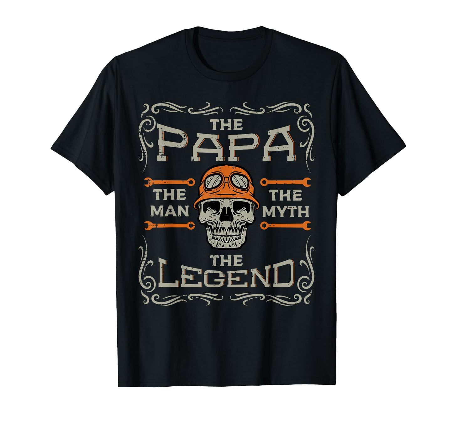 Biker Papa The Man Myth Legend Skull Fathers Day Dad Daddy T-Shirt