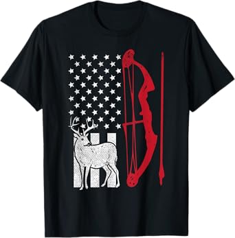 American Deer Flag Bow Hunting Archery Archer Hunter Gift T-Shirt