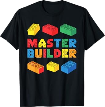 Master Builder Shirt Bricks Blocks Adult Kids Boys Girls T-Shirt