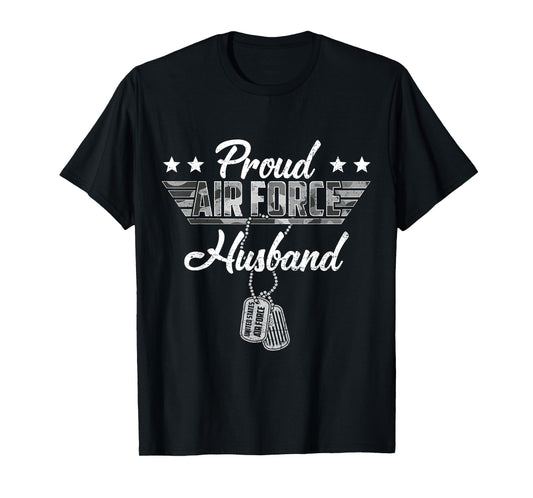 Proud Air Force Husband Camouflage USAF Veteran Airman T-Shirt