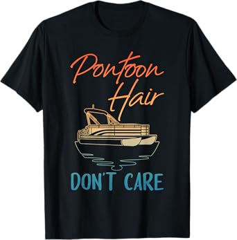 Cool Pontoon Boat Design For Men Women Pontoon Boat Captain T-Shirt