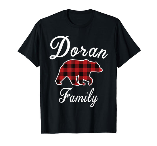 DORAN Family Bear Red Plaid Christmas Pajama Men Women Gift T-Shirt