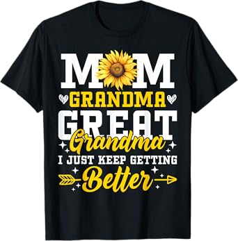 Mom Grandma Great Grandma Mother's Day 2025 Sunflower Women T-Shirt