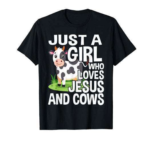 Cow Jesus Christian Just A Girl Who Loves Jesus and Cows T-Shirt