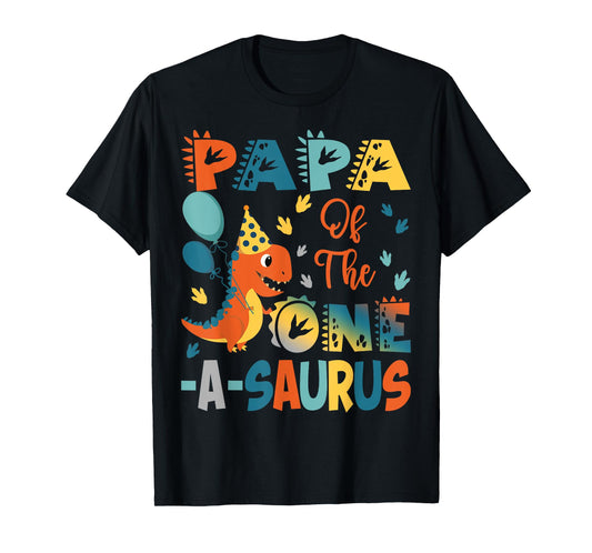 Papa Of The One-A-Saurus 2Nd Birthday Dinosaur Party T-Shirt