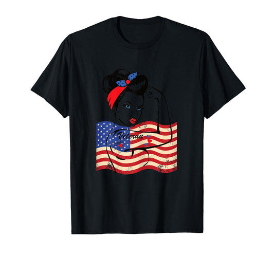 Veteran Women Female Soldier Veterans Day American Flag T-Shirt