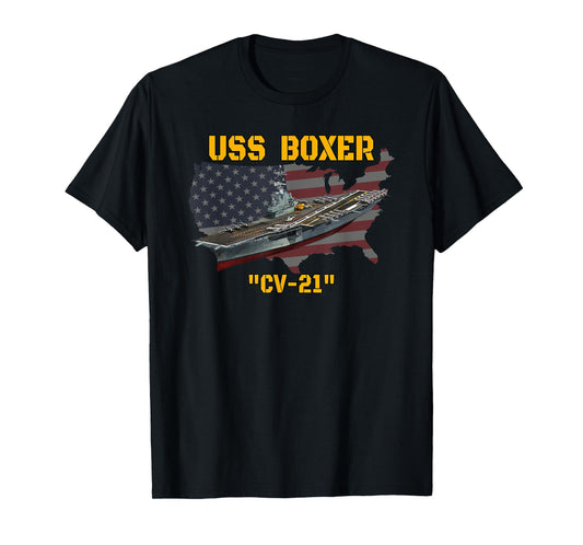 Aircraft Carrier USS Boxer CV-21 Veterans Day Father's Day T-Shirt