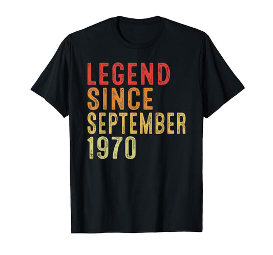 Legend Since September 1970 Vintage 1970 Birth Of Birthday T-Shirt