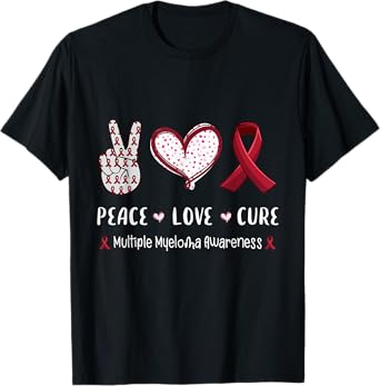 Peace Love cure multiple myeloma awareness men women kids T-Shirt