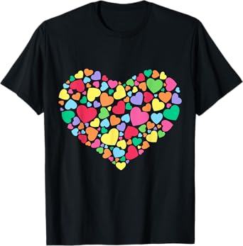Hearts T Shirt Kids School Valentines Day Girls Boys T-Shirt