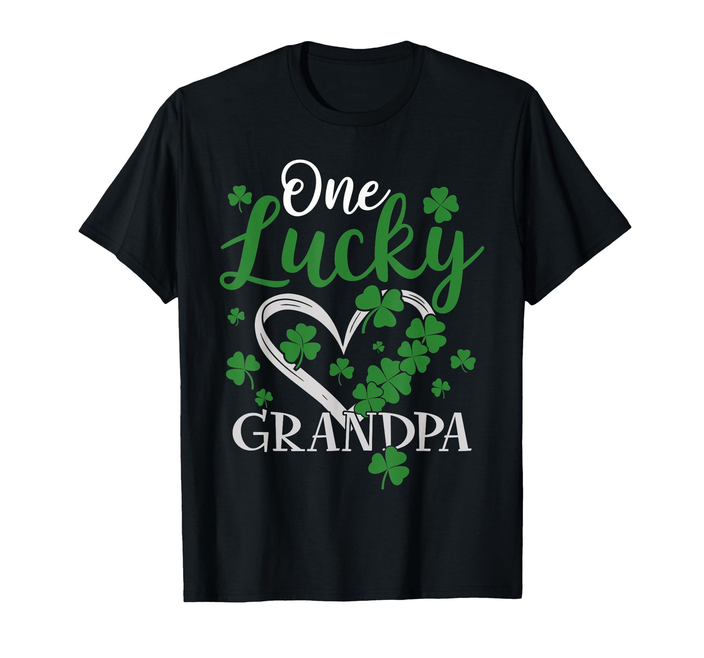 One Lucky Grandpa Irish Green Heart Shamrock St Patricks Day T-Shirt
